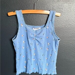 Old Navy Light Blue Floral Tank Top